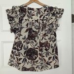 House of Harlow 1960 Black and Cream Floral Blouse Size L Photo 3