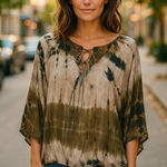 Westport 1962 Women's Tie Dye Tunic Top - Size 1X - Brown Gold Beige Photo 0