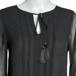 White House | Black Market  Shirt Womens 2 Black Pleated Sleeve Blouse Bell Sleeves Photo 3