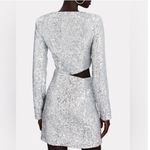 Jonathan Simkhai Conrad Sequin Mini Dress Size 8 Silver Long Sleeve Party Glam Photo 1