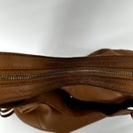 Sundance Leather Shoulder Bag Purse Zip Closure Lined Solid Casual Tan One Size Brown Photo 5