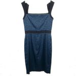 Jay Godfrey Womens Sheath Dress Geometric Strap Cocktail Party Blue Black Size 8 Photo 1