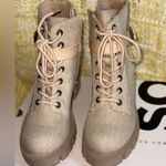 SO  Tan Lace-Up Combat Boots High-Top Design Photo 0