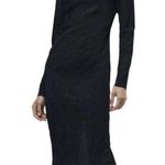 ZARA Woman Black Crinkle High Neck Midi Dress XS Limited Edition Photo 0