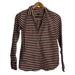 J.Crew Black & Tan Striped Popover Henley Top Style: 41253 Photo 1