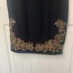 White House | Black Market  black velvet gold embroidered shift dress medium petite Photo 3