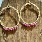 Elegant Gold Plated or Filled Hoop Drop Earrings with Garnet Fringe Photo 2