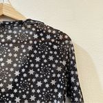 Free People Marne Star Print Sheer Mesh Tie Front Coquette Blouse Top Size S Photo 8