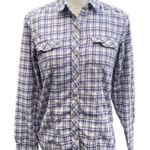 Eddie Bauer Plaid Flannel Shirt Womens Size S Purple White Button Front Pockets Photo 0