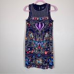 Maeve  Anthropologie Blue Floral Embroidered Mini Shift Dress Womens 2 Sleeveless Photo 11
