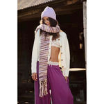 Free People  All Mine Woven Scarf NWT Purple and Yellow Photo 1
