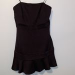 DO+BE Black Strapless Zipper Back Flowy Bottom Sweetheart Mini Tube Dress Photo 2