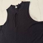 We The Free  People Faye Ribbed Keyhole Knit Tank Top Women’s Medium Black Casual Photo 3