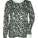 Loft Sleep Shirt Gray Black Pink Leopard Print Sweatshirt Long Sleeve Photo 0