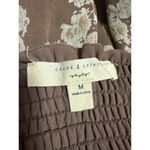 Grade & Gather Brown Floral Long Sleeve Smocked Babydoll Peplum Blouse Top Sz M Photo 2