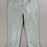 Chico's Platinum Girlfriend Coated Jeans Womens 10/M Silver Metallic Glitter New Photo 1