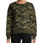 No Boundaries  Juniors Camo Printed Green Scoop Neck Pullover Sweatshirt SZ Large Photo 0