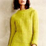 Anthropologie Field Flower Chunky Knit Wool Blend Sweater Sz Medium Yellow Green Photo 0