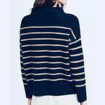 Magaschoni mock neck 100% cashmere stripe sweater in navy Photo 1