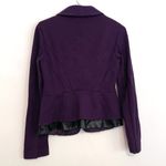 Laundry by Shelli Segal Faux Leather Trim Peplum Jacket Plum Purple Black Blazer Photo 9