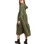 Source Unknown Quilted Green Maxi Dress with Hoodie and Pockets, Size Large New with Tag Photo 1