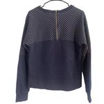 J.Crew Navy Blue Striped Cozy Cotton Blend Sweatshirt Women Sz L Photo 6