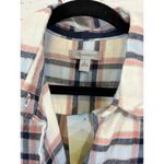 Women's Ocean + Coast Plaid Shirt L White Blue White Size L Photo 2