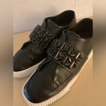 Karl Lagerfeld women black leather platform Jules sneakers Size 8 Photo 3