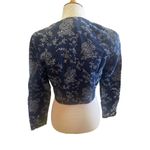 Avon Fashions Vintage 80’s/90’s Blue with Silver Floral Design Cropped Bolero St Photo 3