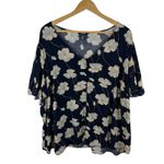CHAPS  Floral Blouse Size 3X Navy Lightweight Boho Stretch Office Comfy Boho Photo 0