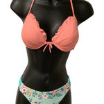 Victoria's Secret  & Zumiez Trillium Peach, Aqua Floral Bikini WORN ONCE Photo 0