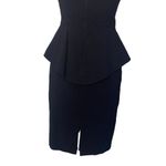 Cache Vintage  Peplum Black Sheer Shoulders Designer Formal Little Black Dress Photo 7