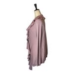 Athleta  Sweater Women Small Pink Lilac Cotton Cashmere Knit Ruffle Front Cardiga Photo 2