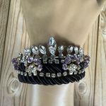 Banana Republic NWT Black Rope Rhinestone Floral Stations Bracelet 7-8” MSRP $48 Photo 0