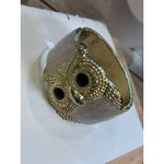 Gold & Ivory Owl Bangle Bracelet With Textured Detail Photo 5