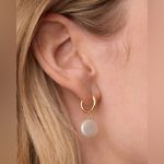 Gorjana Goerjana Reese Pearl Huggies Gold Pearl Drop Earrings Photo 3