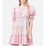 Saylor  Leigha Puff Sleeve Floral Pink Mini Dress Photo 1