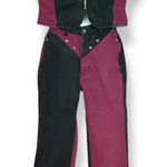 Vintage Western Ethics Jeans Vest Top Pants Country Maroon Black Women Two Tone Red Size undefined Photo 0
