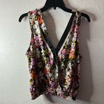 Joie Floral Tie Shoulder Wrap Front Cropped Tank Top M Photo 4