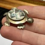 Signed Alpaca Mexico Turtle Tortoise Abalone Shell Brooch Pin Photo 3