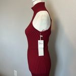 Good American  Angle Rib Mock Halter Midi Dress Team Cardinal Red NWT Photo 4