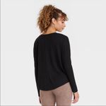 JoyLab Women’s Black Waffle Knit Tie Front Long Sleeve Top Size Small Photo 1