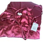 Auden Nwt womens large maroon satin slip nightgown thong set Red Photo 5
