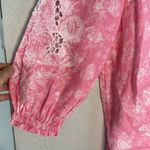 Charter Club NEW  Linen Pink Top Butterfly Crochet Cutout Summer Vacation Tassels Photo 6