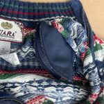 Tiara International Tiara Int (M) VINTAGE Y2K Womens Blue Nordic Fair Isle Knit Full Zip Sweater Photo 5