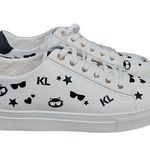 Karl Lagerfeld Womens New  Cat Choupette Print Sneakers Shoes Black & White Photo 0