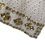 Juliette NWTs Cream Eyelet Gold Beaded Embellished Pool Swim Cover Up Medium Photo 2