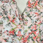 Allison Daley Petite Large Top Button-Up Hi-Low Hem Tie Front Abstract V-Neck Photo 1
