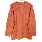 Vintage Aran Crafts Ireland Orange Merino Wool Knit Sweater Sz M Size M Photo 0