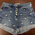 Disney Mickey Mouse Button Fly High Waisted Denim Shorts Size 3 Photo 0